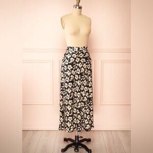 Reitmans Black White Floral Midi Skirt Satin Straight Size 13